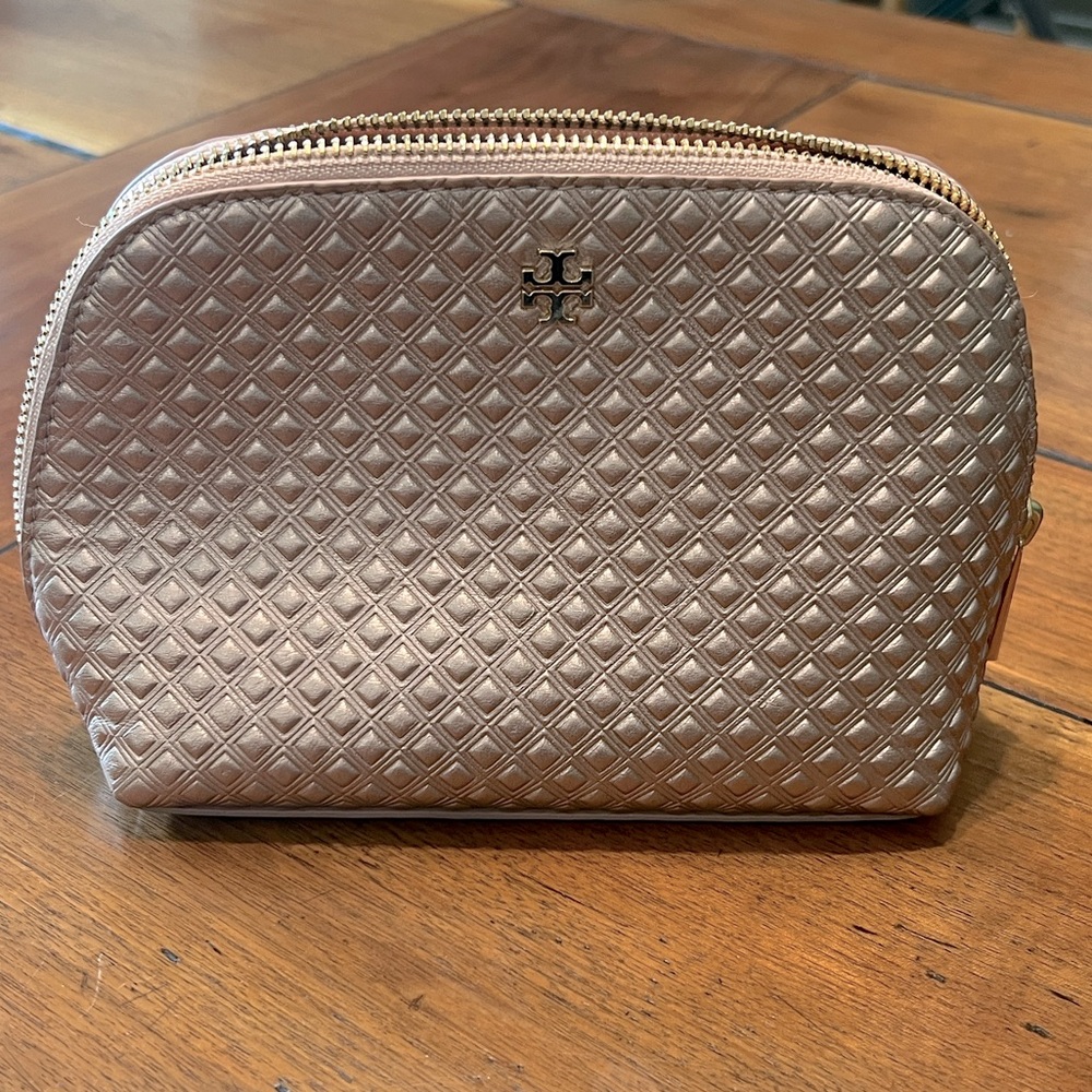 Tory Burch Marion embossed metallic cosmetic case